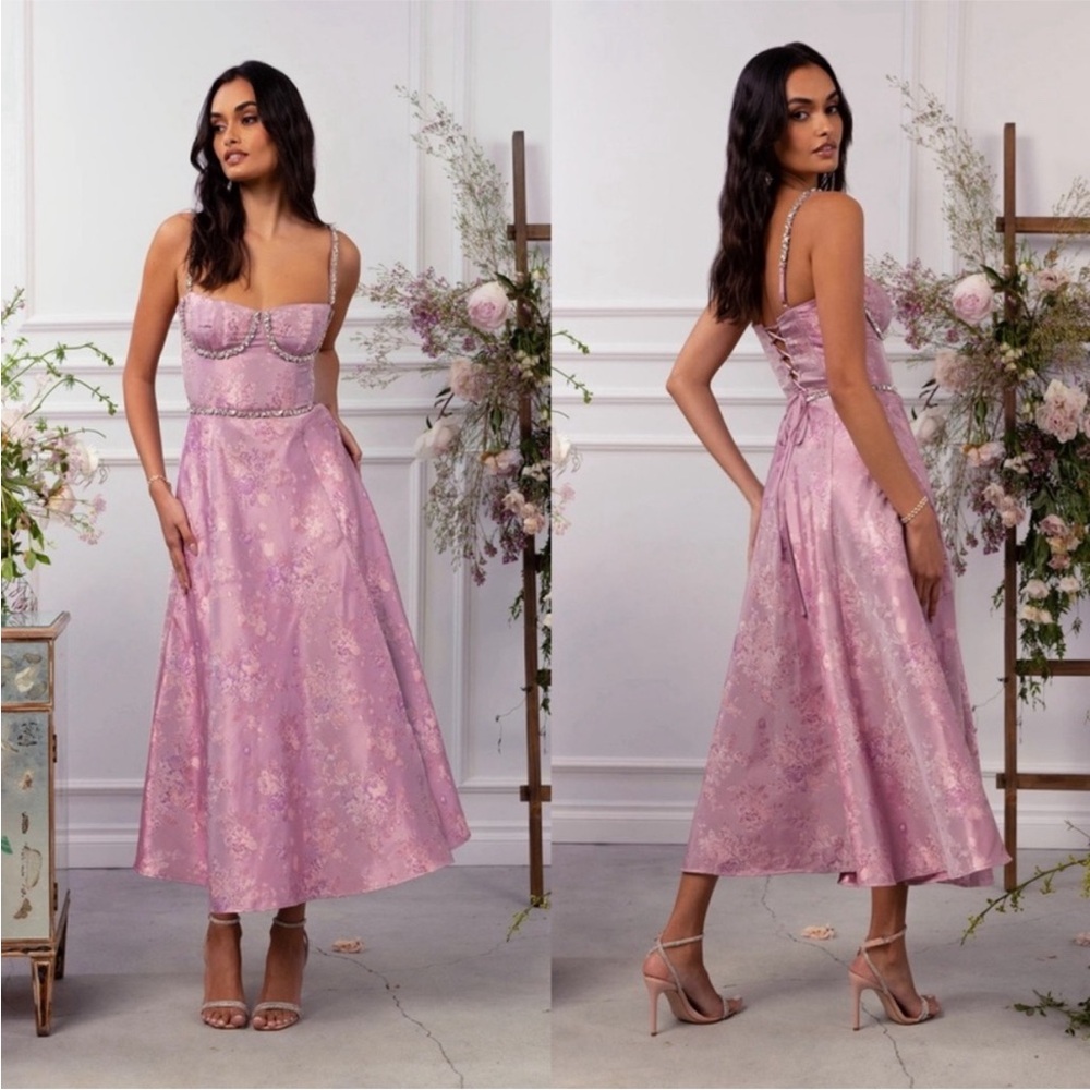 V. Chapman Cora floral Brocade Dress Orchid Haze Windsor